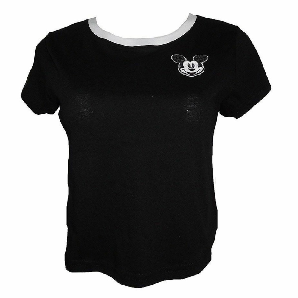 Disney Black & White Embroidered Mickey Mouse Tee
